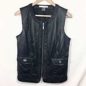 Peter Nygard Black 100% Genuine Leather Vest